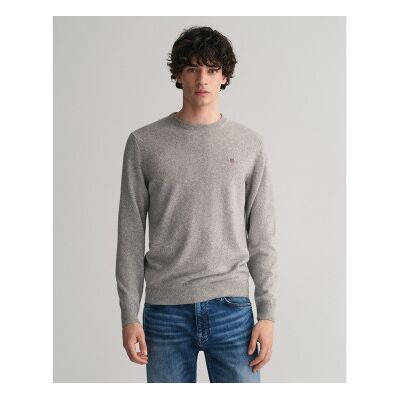 Gant für Herren. 87211 Pullover mit rundem Halsausschnitt aus sehr feiner grauer Schafswolle (S), Lässig Gant für Herren. 87211 Pullover mit rundem Halsausschnitt aus sehr feiner grauer Schafswolle (S), Lässig