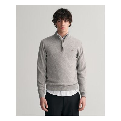 Gant für Herren. 87213 Pullover aus sehr feiner Schafwolle mit grauem halben Reißverschluss (S), Lässig Gant für Herren. 87213 Pullover aus sehr feiner Schafwolle mit grauem halben Reißverschluss (S), Lässig