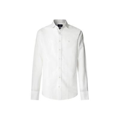 Hackett London für Herren. HM3010660 Weißes Leinenhemd (M), Lässig, Klassisch, Langarm Hackett London für Herren. HM3010660 Weißes Leinenhemd (M), Lässig, Klassisch, Langarm