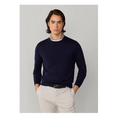 Hackett London für Herren. HM7000114 Marineblauer Seidenpullover (XL), Lässig, Baumwolle Hackett London für Herren. HM7000114 Marineblauer Seidenpullover (XL), Lässig, Baumwolle