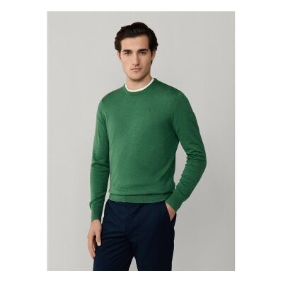 Hackett London für Herren. HM7000114 Grüner Seidenpullover (L), Lässig, Baumwolle Hackett London für Herren. HM7000114 Grüner Seidenpullover (L), Lässig, Baumwolle