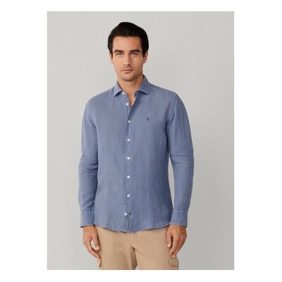 Hackett London für Herren. HM3010636 Kent Leinenhemd blau (XXL), Lässig, Langarm Hackett London für Herren. HM3010636 Kent Leinenhemd blau (XXL), Lässig, Langarm