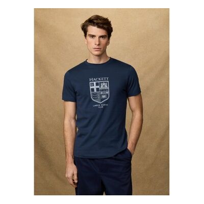 Hackett London für Herren. HM5000083 Heritage Logo-T-Shirt navy (M), Lässig, Baumwolle, Kurzarm, Marine Hackett London für Herren. HM5000083 Heritage Logo-T-Shirt navy (M), Lässig, Baumwolle, Kurzarm, Marine