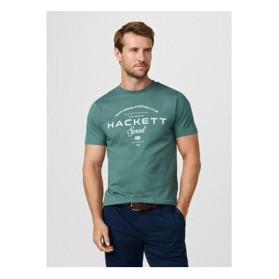 Hackett London für Herren. HM5000098 Grafisches Club-T-Shirt mit klassischer Passform Logo grün (XL), Lässig, Baumwolle, Kurzarm Hackett London für Herren. HM5000098 Grafisches Club-T-Shirt mit klassischer Passform Logo grün (XL), Lässig, Baumwolle, Kurzarm