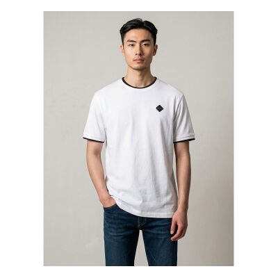 Hackett London für Herren. HM5000096 T-shirt Abzeichen weiß (XXL), Lässig, Baumwolle, Kurzarm Hackett London für Herren. HM5000096 T-shirt Abzeichen weiß (XXL), Lässig, Baumwolle, Kurzarm
