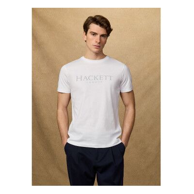 Hackett London für Herren. HM5000091 T-shirt mit Logo Fit Klassisch weiß (XL), Lässig, Baumwolle, Kurzarm Hackett London für Herren. HM5000091 T-shirt mit Logo Fit Klassisch weiß (XL), Lässig, Baumwolle, Kurzarm