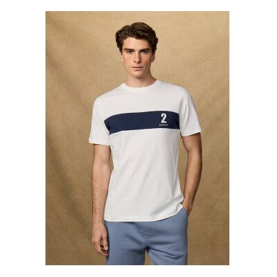 Hackett London für Herren. HM5000094 Heritage-T-Shirt weißes Feld (L), Lässig, Baumwolle, Kurzarm Hackett London für Herren. HM5000094 Heritage-T-Shirt weißes Feld (L), Lässig, Baumwolle, Kurzarm