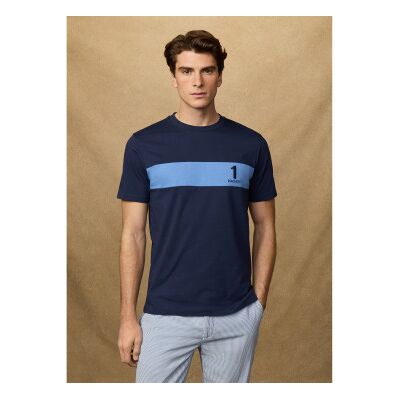 Hackett London für Herren. HM5000094 Heritage-T-Shirt Marinebordüre (XXL), Lässig, Baumwolle, Kurzarm Hackett London für Herren. HM5000094 Heritage-T-Shirt Marinebordüre (XXL), Lässig, Baumwolle, Kurzarm