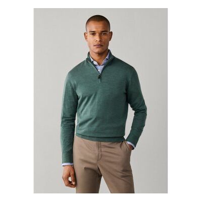 Hackett London für Herren. HM7000205 Ess Merino Hzip-Pullover mit Reißverschluss, olivgrün (L), Lässig, Wolle, Klassisch Hackett London für Herren. HM7000205 Ess Merino Hzip-Pullover mit Reißverschluss, olivgrün (L), Lässig, Wolle, Klassisch