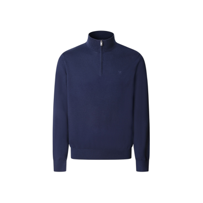 Hackett London für Herren. HM7000117 Essential Zip Pullover navy (M), Lässig, Baumwolle, Marine Hackett London für Herren. HM7000117 Essential Zip Pullover navy (M), Lässig, Baumwolle, Marine