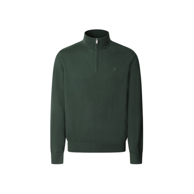 Hackett London für Herren. HM7000117 Essential Zip-Pullover grün (S), Lässig, Baumwolle Hackett London für Herren. HM7000117 Essential Zip-Pullover grün (S), Lässig, Baumwolle