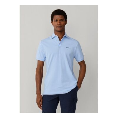 Hackett London für Herren. HM5600146 Poloshirt mit Strandbesatz Passform klassisch blau (S), Lässig, Baumwolle, Kurzarm Hackett London für Herren. HM5600146 Poloshirt mit Strandbesatz Passform klassisch blau (S), Lässig, Baumwolle, Kurzarm