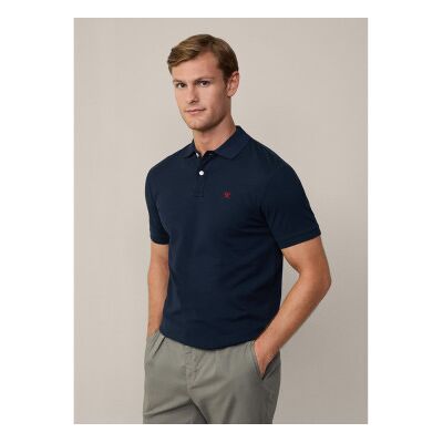 Hackett London für Herren. HM562363 Marinefarbenes Piqué-Poloshirt mit schmaler Passform (S), Lässig, Baumwolle, Kurzarm Hackett London für Herren. HM562363 Marinefarbenes Piqué-Poloshirt mit schmaler Passform (S), Lässig, Baumwolle, Kurzarm