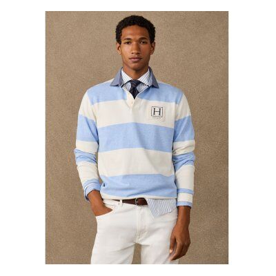 Hackett London für Herren. HM5700018 Rugby-Polo ?H Stripe Rby? in Blau (L), Lässig, Baumwolle, Kurzarm Hackett London für Herren. HM5700018 Rugby-Polo ?H Stripe Rby? in Blau (L), Lässig, Baumwolle, Kurzarm