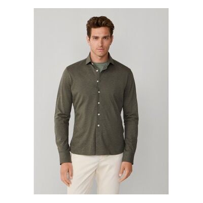Hackett London für Herren. HM3010637 Grünes Piqué-Hemd (L), Lässig, Baumwolle, Langarm Hackett London für Herren. HM3010637 Grünes Piqué-Hemd (L), Lässig, Baumwolle, Langarm