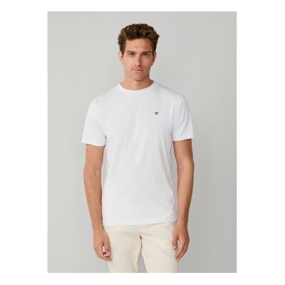 Hackett London für Herren. HM5000100 T-Shirt mit klassischer Passform Logo weiß (M), Lässig, Baumwolle, Kurzarm Hackett London für Herren. HM5000100 T-Shirt mit klassischer Passform Logo weiß (M), Lässig, Baumwolle, Kurzarm