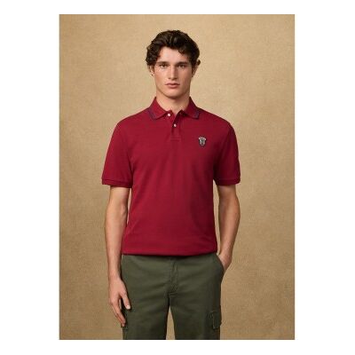 Hackett London für Herren. HM5600082 Poloshirt mit Abzeichen in klassischer Passform rot (XL), Lässig, Baumwolle, Kurzarm Hackett London für Herren. HM5600082 Poloshirt mit Abzeichen in klassischer Passform rot (XL), Lässig, Baumwolle, Kurzarm