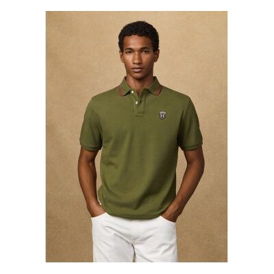 Hackett London für Herren. HM5600082 Poloshirt mit Abzeichen in klassischer Passform grün (M), Lässig, Baumwolle, Kurzarm Hackett London für Herren. HM5600082 Poloshirt mit Abzeichen in klassischer Passform grün (M), Lässig, Baumwolle, Kurzarm