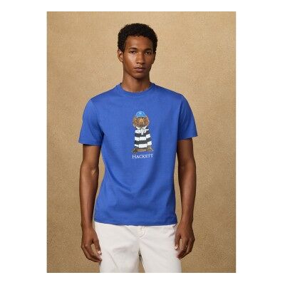 Hackett London für Herren. HM5000090 harry fit klassisch blau t-shirt (XS), Lässig, Baumwolle, Kurzarm Hackett London für Herren. HM5000090 harry fit klassisch blau t-shirt (XS), Lässig, Baumwolle, Kurzarm