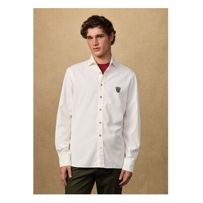 Hackett London für Herren. HM3010555 Weißes Twill-Hemd in klassischer Passform (M), Lässig, Langarm, Lyocell Hackett London für Herren. HM3010555 Weißes Twill-Hemd in klassischer Passform (M), Lässig, Langarm, Lyocell