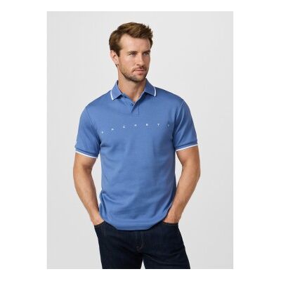 Hackett London für Herren. HM5600120 Klassisch geschnittenes Logo-Poloshirt blau (M), Lässig, Baumwolle, Kurzarm Hackett London für Herren. HM5600120 Klassisch geschnittenes Logo-Poloshirt blau (M), Lässig, Baumwolle, Kurzarm