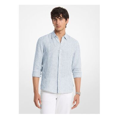 Michael Kors für Herren. CS64005GXE Blaues Leinenhemd (M), Lässig, Langarm Michael Kors für Herren. CS64005GXE Blaues Leinenhemd (M), Lässig, Langarm