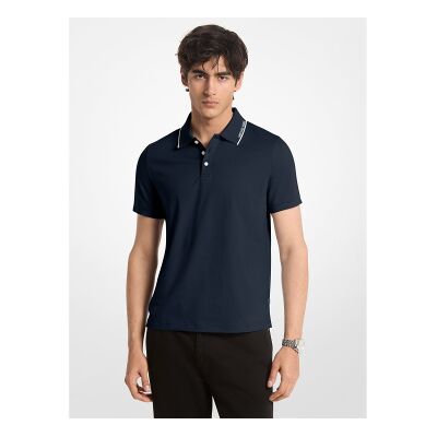 Michael Kors für Herren. CS652WR19P Poloshirt aus einfarbigem Baumwolljersey mit marineblauen Paspeln (XL), Lässig, Baumwolle, Kurzarm Michael Kors für Herren. CS652WR19P Poloshirt aus einfarbigem Baumwolljersey mit marineblauen Paspeln (XL), Lässig, Baumwolle, Kurzarm