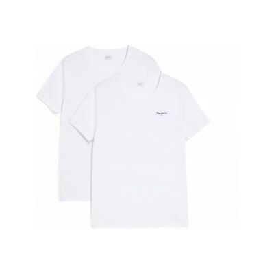 Pepe Jeans für Herren. PMU10976 2er-Pack weiße Basic-T-Shirts (S), Lässig, Baumwolle, Kurzarm Pepe Jeans für Herren. PMU10976 2er-Pack weiße Basic-T-Shirts (S), Lässig, Baumwolle, Kurzarm