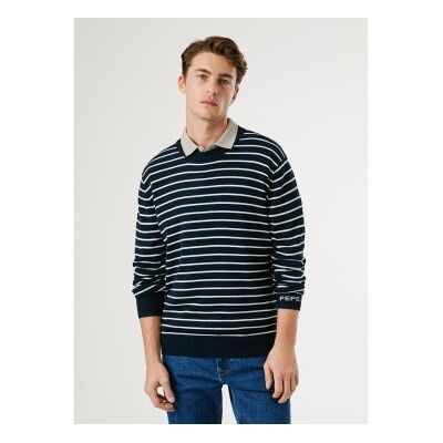 Pepe Jeans für Herren. PM7000010 Andre Stripe navy Pullover (XXL), Lässig, Baumwolle, Marine Pepe Jeans für Herren. PM7000010 Andre Stripe navy Pullover (XXL), Lässig, Baumwolle, Marine