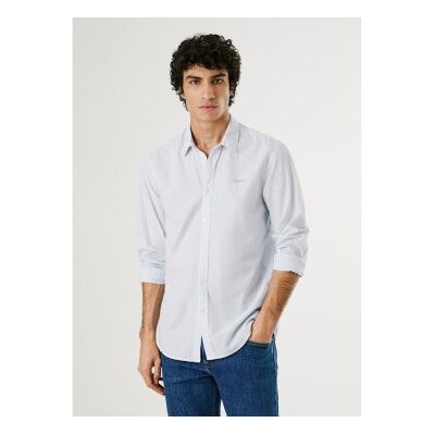 Pepe Jeans für Herren. PM309068 Aufwendiges blaues Hemd (M), Lässig, Baumwolle, Klassisch, Langarm Pepe Jeans für Herren. PM309068 Aufwendiges blaues Hemd (M), Lässig, Baumwolle, Klassisch, Langarm