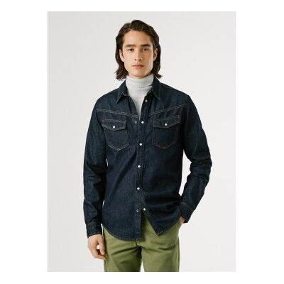 Pepe Jeans für Herren. PM3090809 Western Hemd Rinse Marineblau (XXL), Lässig, Baumwolle, Langarm Pepe Jeans für Herren. PM3090809 Western Hemd Rinse Marineblau (XXL), Lässig, Baumwolle, Langarm