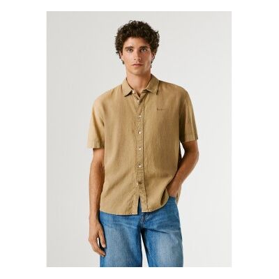 Pepe Jeans für Herren. PM3091193 Braunes Percy-Hemd (M), Lässig, Leinen, Kurzarm Pepe Jeans für Herren. PM3091193 Braunes Percy-Hemd (M), Lässig, Leinen, Kurzarm