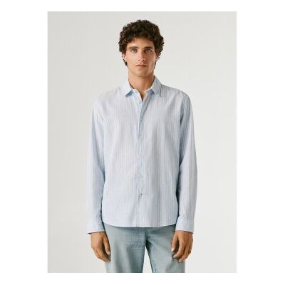 Pepe Jeans für Herren. PM3091202 Philippe blaues Hemd (L), Lässig, Leinen, Langarm Pepe Jeans für Herren. PM3091202 Philippe blaues Hemd (L), Lässig, Leinen, Langarm