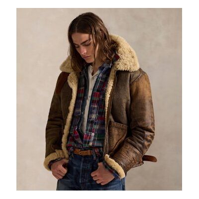 Polo Ralph Lauren für Herren. 710939176001 Braune Bomberjacke aus Shearling-Leder (S), Lässig Polo Ralph Lauren für Herren. 710939176001 Braune Bomberjacke aus Shearling-Leder (S), Lässig
