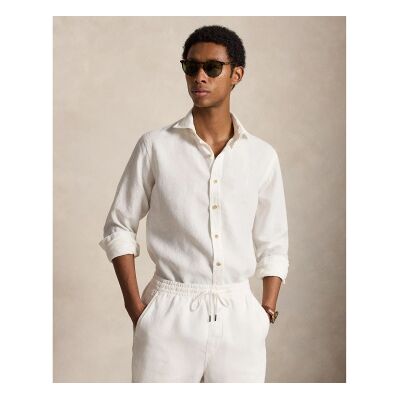Polo Ralph Lauren für Herren. 710B22591001 Weißes Custom Fit Leinenhemd (XL), Lässig, Langarm Polo Ralph Lauren für Herren. 710B22591001 Weißes Custom Fit Leinenhemd (XL), Lässig, Langarm