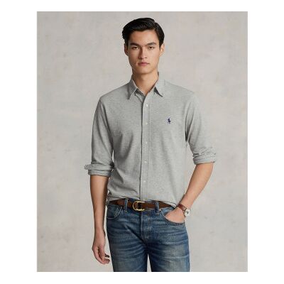 Polo Ralph Lauren für Herren. 710654408019 Ultraleichtes graues Piqué-Hemd (M), Lässig, Baumwolle, Langarm Polo Ralph Lauren für Herren. 710654408019 Ultraleichtes graues Piqué-Hemd (M), Lässig, Baumwolle, Langarm