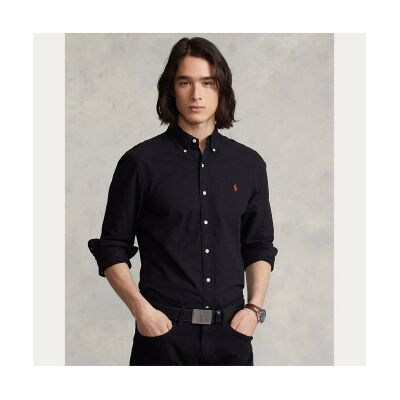 Polo Ralph Lauren für Herren. 710772288001 Schmal geschnittenes, durchgefärbtes schwarzes Oxford-Hemd (XL), Lässig, Baumwolle, Langarm Polo Ralph Lauren für Herren. 710772288001 Schmal geschnittenes, durchgefärbtes schwarzes Oxford-Hemd (XL), Lässig, Baumwolle, Langarm