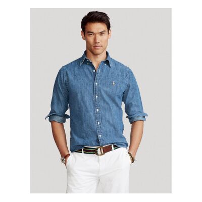 Polo Ralph Lauren für Herren. 710792043001 Custom Fit Denim Hemd blau (L), Lässig, Baumwolle, Langarm, Marine Polo Ralph Lauren für Herren. 710792043001 Custom Fit Denim Hemd blau (L), Lässig, Baumwolle, Langarm, Marine