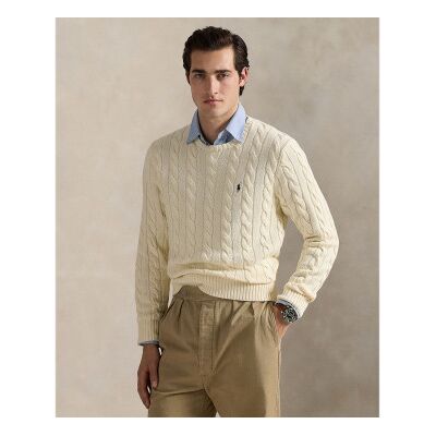 Polo Ralph Lauren für Herren. 710775885024 Beigefarbener Baumwolljersey in ecru gestrickter Baumwolljersey (XL), Lässig, Baumwolle Polo Ralph Lauren für Herren. 710775885024 Beigefarbener Baumwolljersey in ecru gestrickter Baumwolljersey (XL), Lässig, Baumwolle