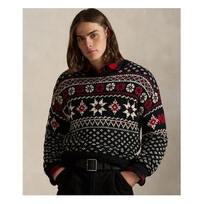 Polo Ralph Lauren für Herren. 710982258001 Kaschmir-Pullover mit schwarzen Schneeflocken (M), Lässig, Mehrfarbig, Cachemir Polo Ralph Lauren für Herren. 710982258001 Kaschmir-Pullover mit schwarzen Schneeflocken (M), Lässig, Mehrfarbig, Cachemir