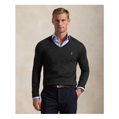 Polo Ralph Lauren für Herren. 710946142003 Waschbarer Wollpullover Slim Fit grau (XL), Lässig, Wolle Polo Ralph Lauren für Herren. 710946142003 Waschbarer Wollpullover Slim Fit grau (XL), Lässig, Wolle