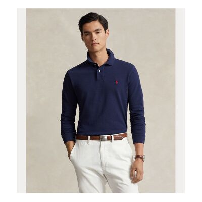 Polo Ralph Lauren für Herren. 710680790046 Custom Slim Fit Poloshirt blau (M), Lässig, Baumwolle, Langarm, Marine Polo Ralph Lauren für Herren. 710680790046 Custom Slim Fit Poloshirt blau (M), Lässig, Baumwolle, Langarm, Marine