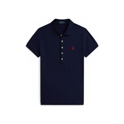 Polo Ralph Lauren für Damen. 211B18200005 Slim Fit Stretch-Poloshirt navy (S), Lässig, Baumwolle, Kurzarm, Marine Polo Ralph Lauren für Damen. 211B18200005 Slim Fit Stretch-Poloshirt navy (S), Lässig, Baumwolle, Kurzarm, Marine
