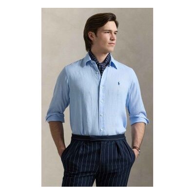 Polo Ralph Lauren für Herren. 710966294008 Maßgeschneidertes Leinenhemd blau (L), Lässig, Klassisch, Langarm Polo Ralph Lauren für Herren. 710966294008 Maßgeschneidertes Leinenhemd blau (L), Lässig, Klassisch, Langarm