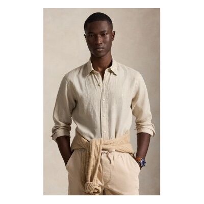 Polo Ralph Lauren für Herren. 710966294518 Beigefarbenes Custom-Fit-Leinenhemd (XS), Lässig, Langarm Polo Ralph Lauren für Herren. 710966294518 Beigefarbenes Custom-Fit-Leinenhemd (XS), Lässig, Langarm