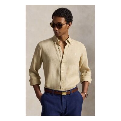 Polo Ralph Lauren für Herren. 710966294520 Beiges Custom-Fit-Leinenhemd (M), Lässig, Langarm Polo Ralph Lauren für Herren. 710966294520 Beiges Custom-Fit-Leinenhemd (M), Lässig, Langarm