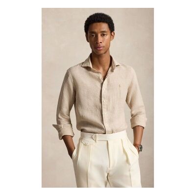 Polo Ralph Lauren für Herren. 710B22589001 Beige Custom Fit Leinenhemd (S), Lässig, Langarm Polo Ralph Lauren für Herren. 710B22589001 Beige Custom Fit Leinenhemd (S), Lässig, Langarm