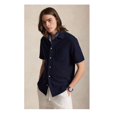 Polo Ralph Lauren für Herren. 710B18536004 Hemd aus Pointelle mit Mairno-Textur (M), Lässig, Baumwolle, Langarm, Marine Polo Ralph Lauren für Herren. 710B18536004 Hemd aus Pointelle mit Mairno-Textur (M), Lässig, Baumwolle, Langarm, Marine