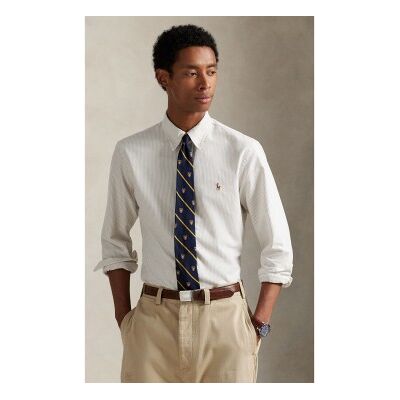 Polo Ralph Lauren für Herren. 710953704007 Oxford-Hemd mit Streifen Custom Fit beige (M), Lässig, Baumwolle, Langarm Polo Ralph Lauren für Herren. 710953704007 Oxford-Hemd mit Streifen Custom Fit beige (M), Lässig, Baumwolle, Langarm