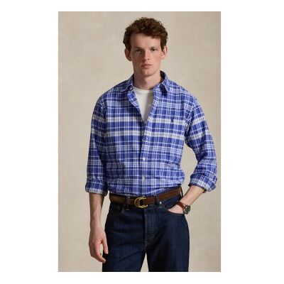 Polo Ralph Lauren für Herren. 710B22598001 Blaues Custom Fit Oxford-Hemd mit Karomuster (M), Lässig, Baumwolle, Langarm Polo Ralph Lauren für Herren. 710B22598001 Blaues Custom Fit Oxford-Hemd mit Karomuster (M), Lässig, Baumwolle, Langarm